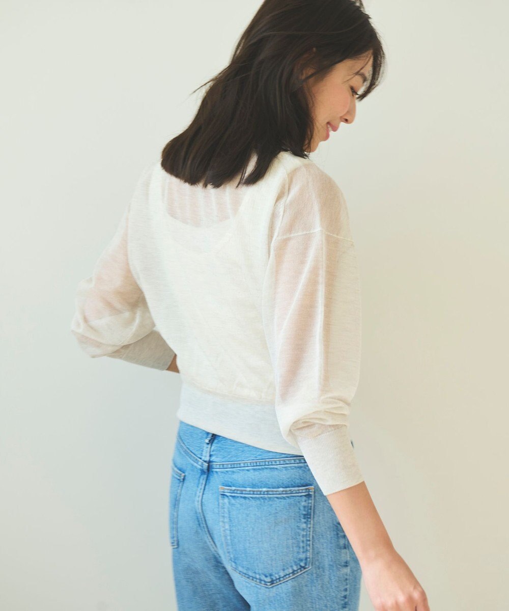 Feroux 【洗える】シアーカラー カーディガン 