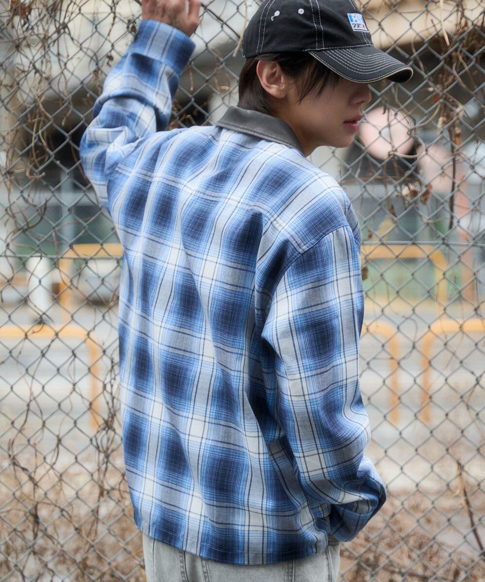 WEGO 【ユニセックス着用ITEM】オンブレチェックシャツジャケット 