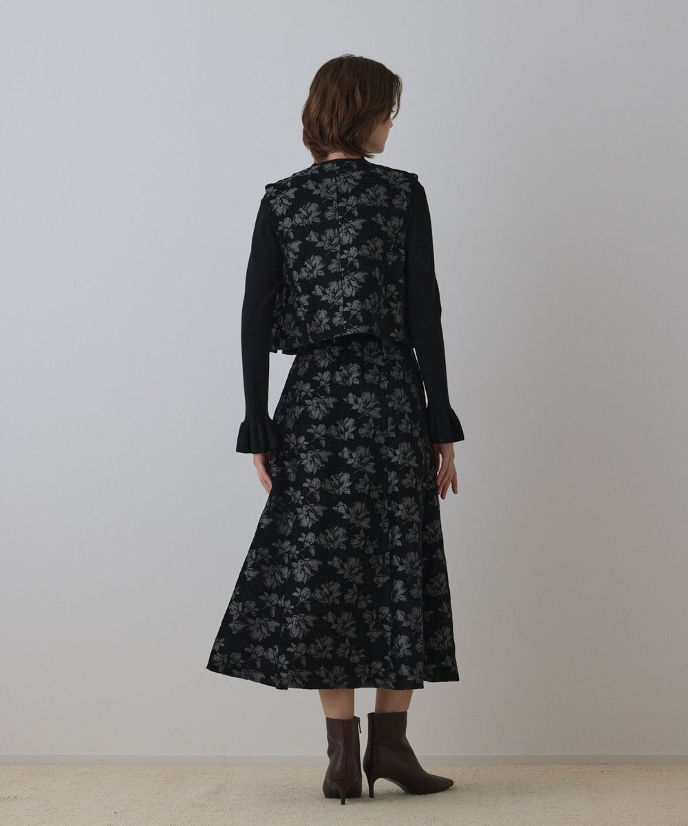 GRACE CONTINENTAL ラメフラワージャガードフレアスカート 