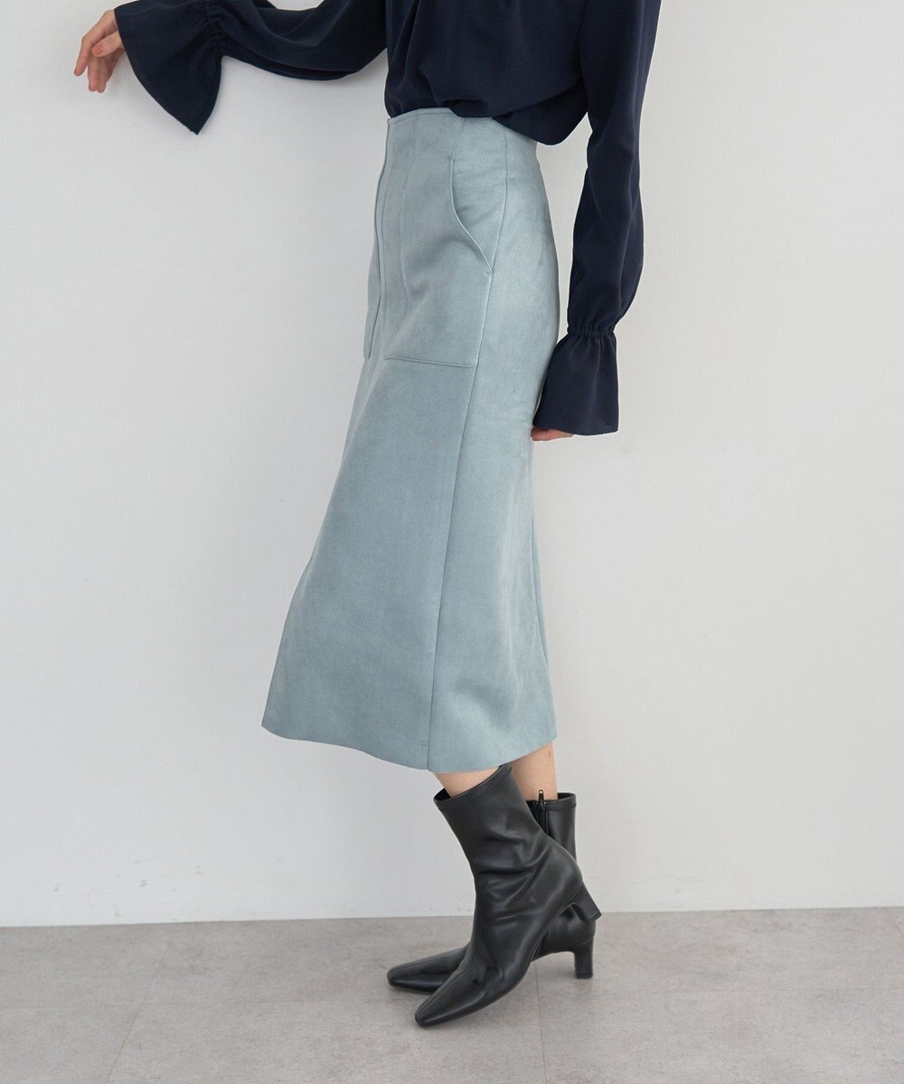 YECCA VECCA ハイウエストフェイクスエードスカート 