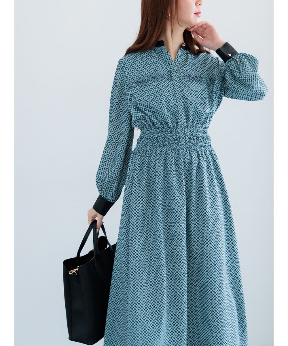 Te chichi バイカラーシャーリングワンピース 