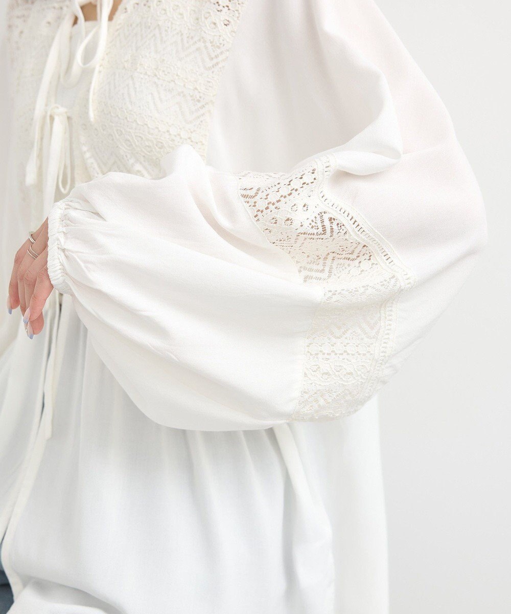 earth music&ecology レーヨンレースデザインシャツ 