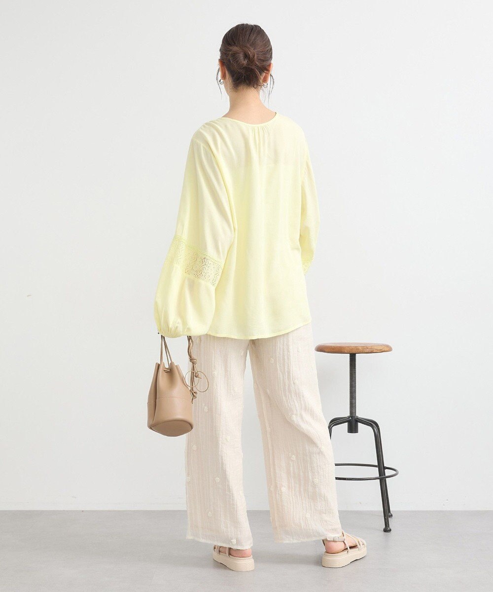 earth music&ecology レーヨンレースデザインシャツ 