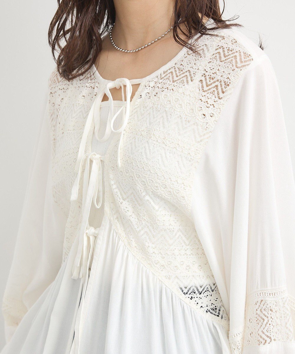 earth music&ecology レーヨンレースデザインシャツ 