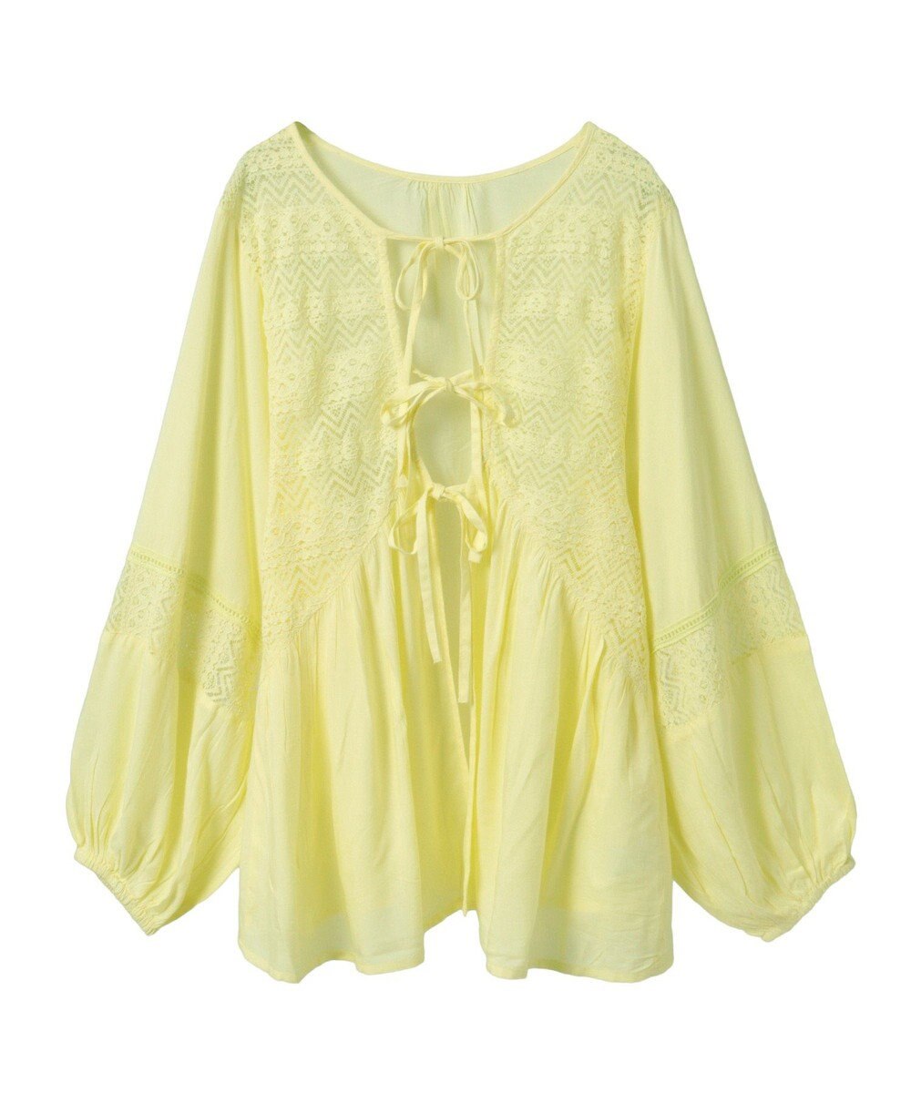 earth music&ecology レーヨンレースデザインシャツ 