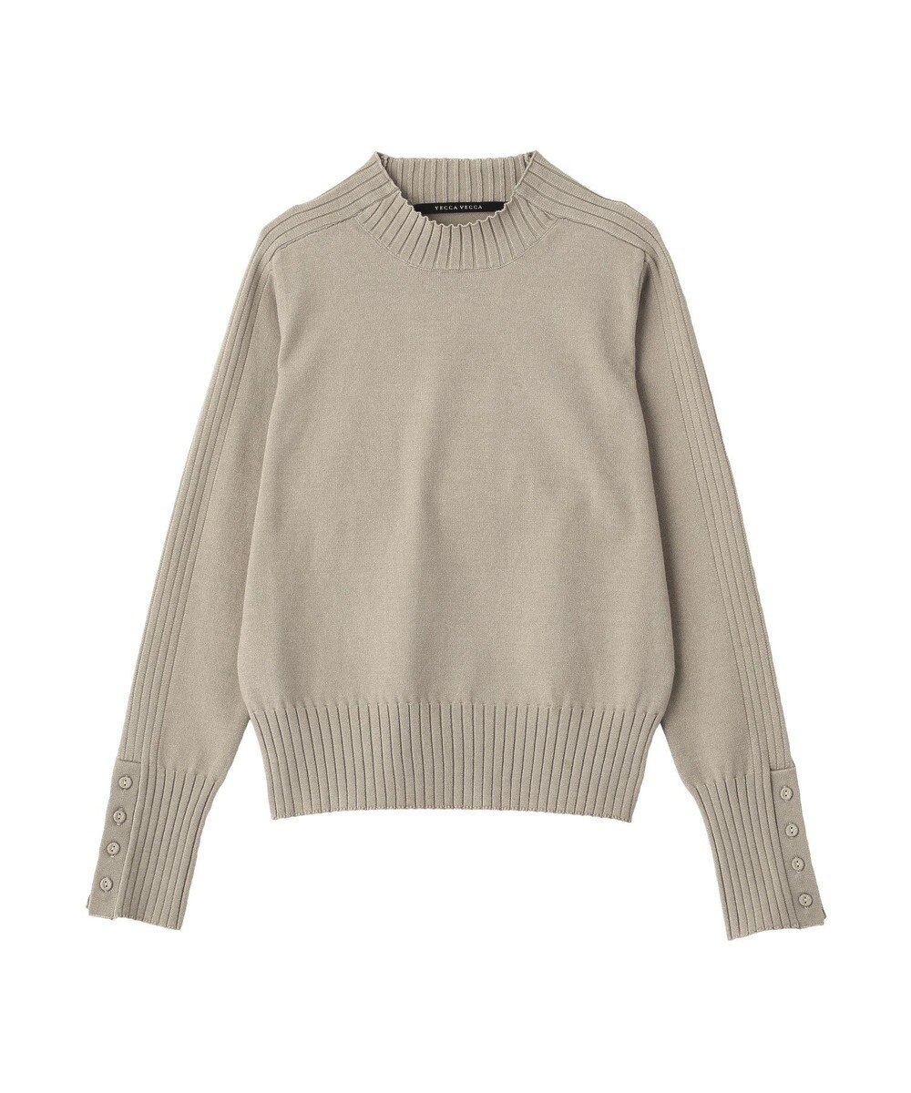 YECCA VECCA 袖口釦リブMIXニット 