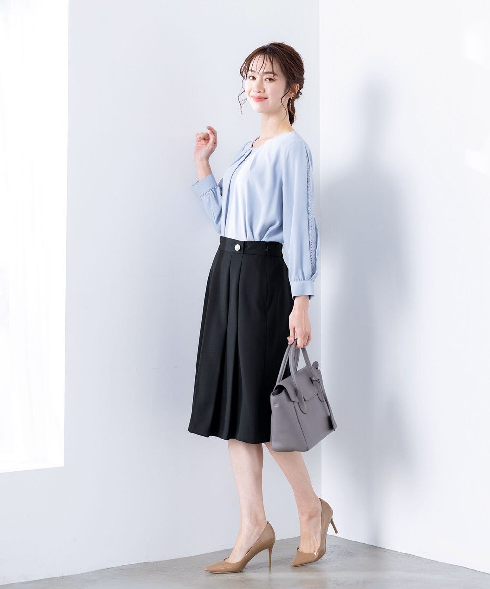 Tiaclasse 【ダブルクロス・洗える】アシンメトリープリーツスカート 