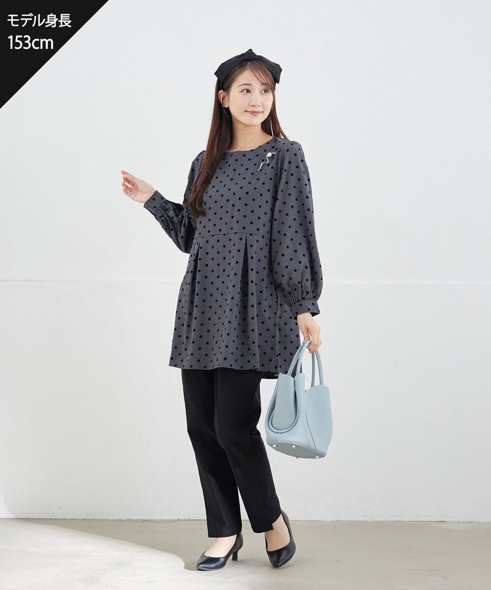 Tiaclasse L 【洗える】フロッキードットチュニック 