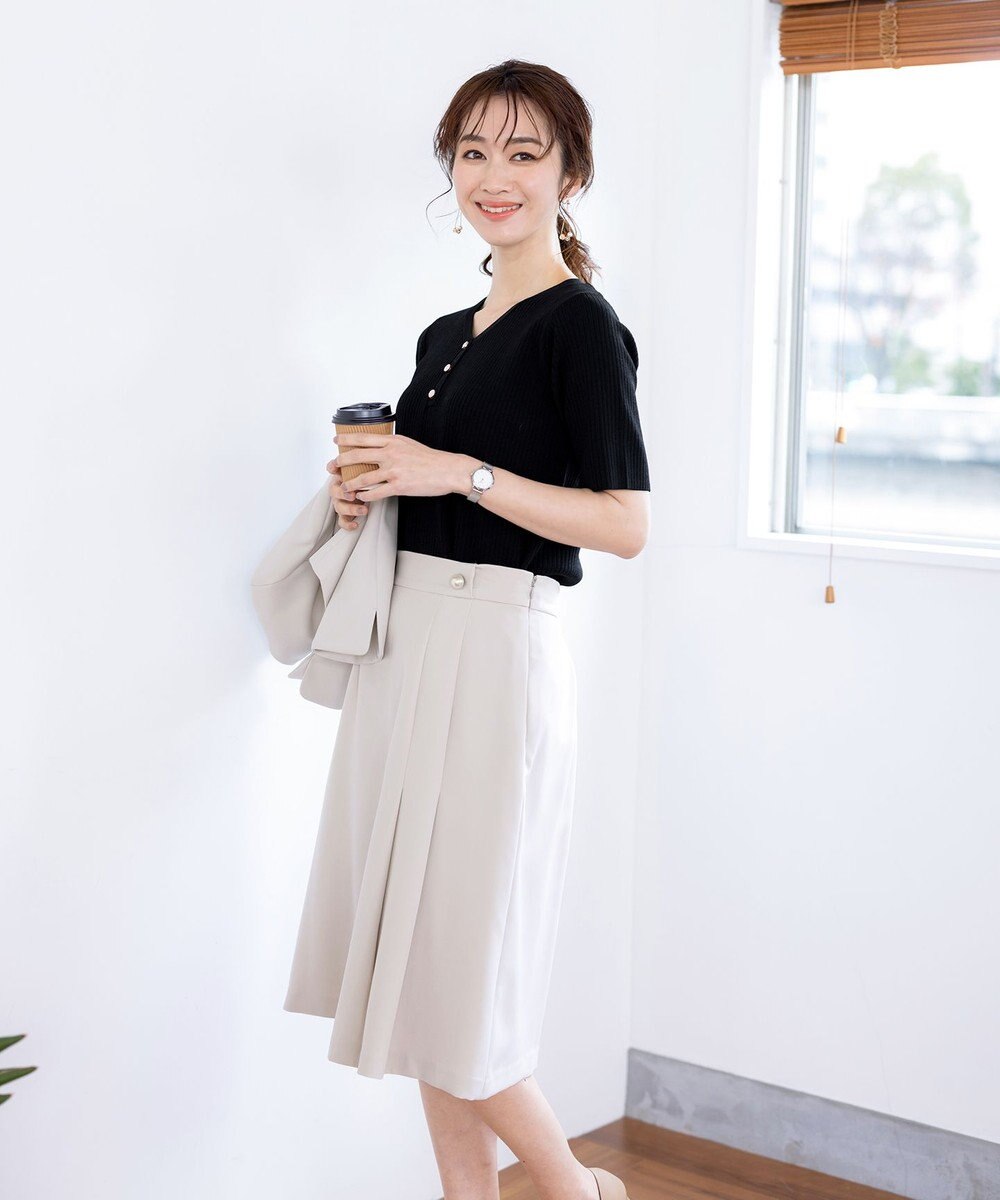 Tiaclasse 【ダブルクロス・洗える】アシンメトリープリーツスカート 