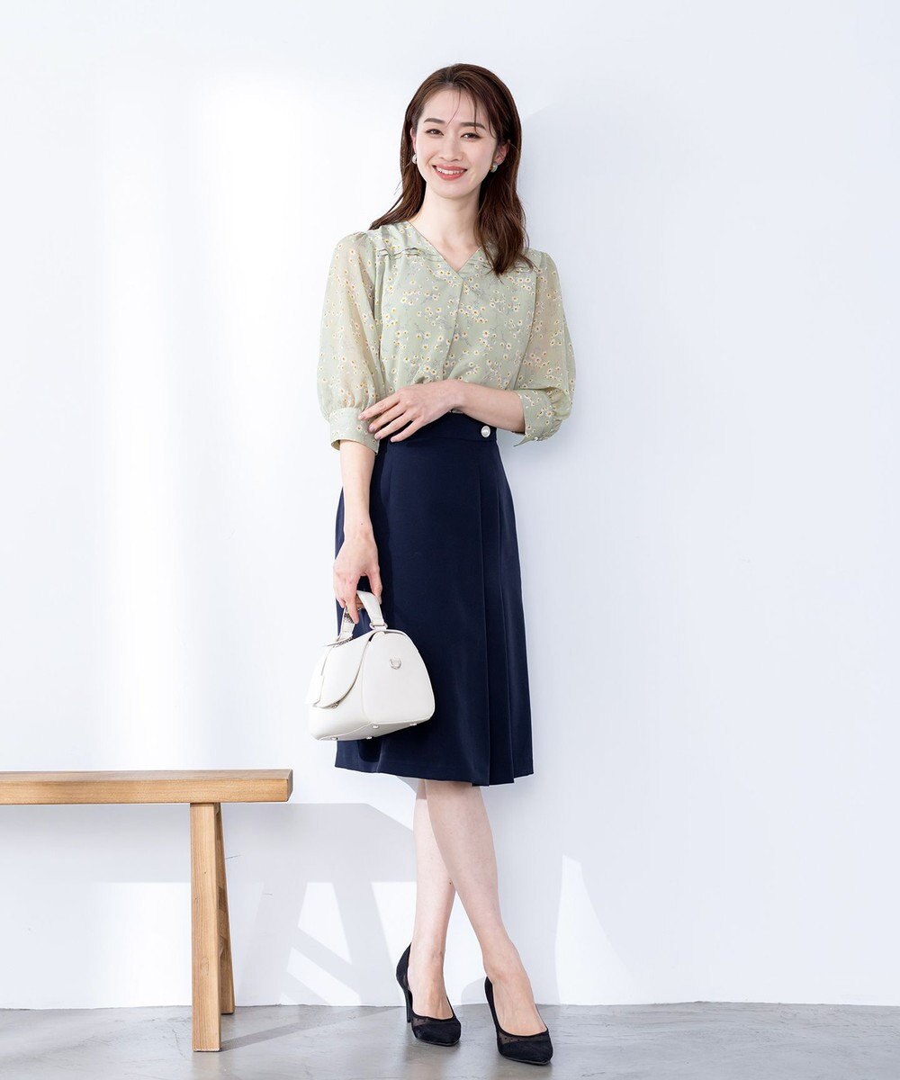 Tiaclasse 【ダブルクロス・洗える】アシンメトリープリーツスカート 