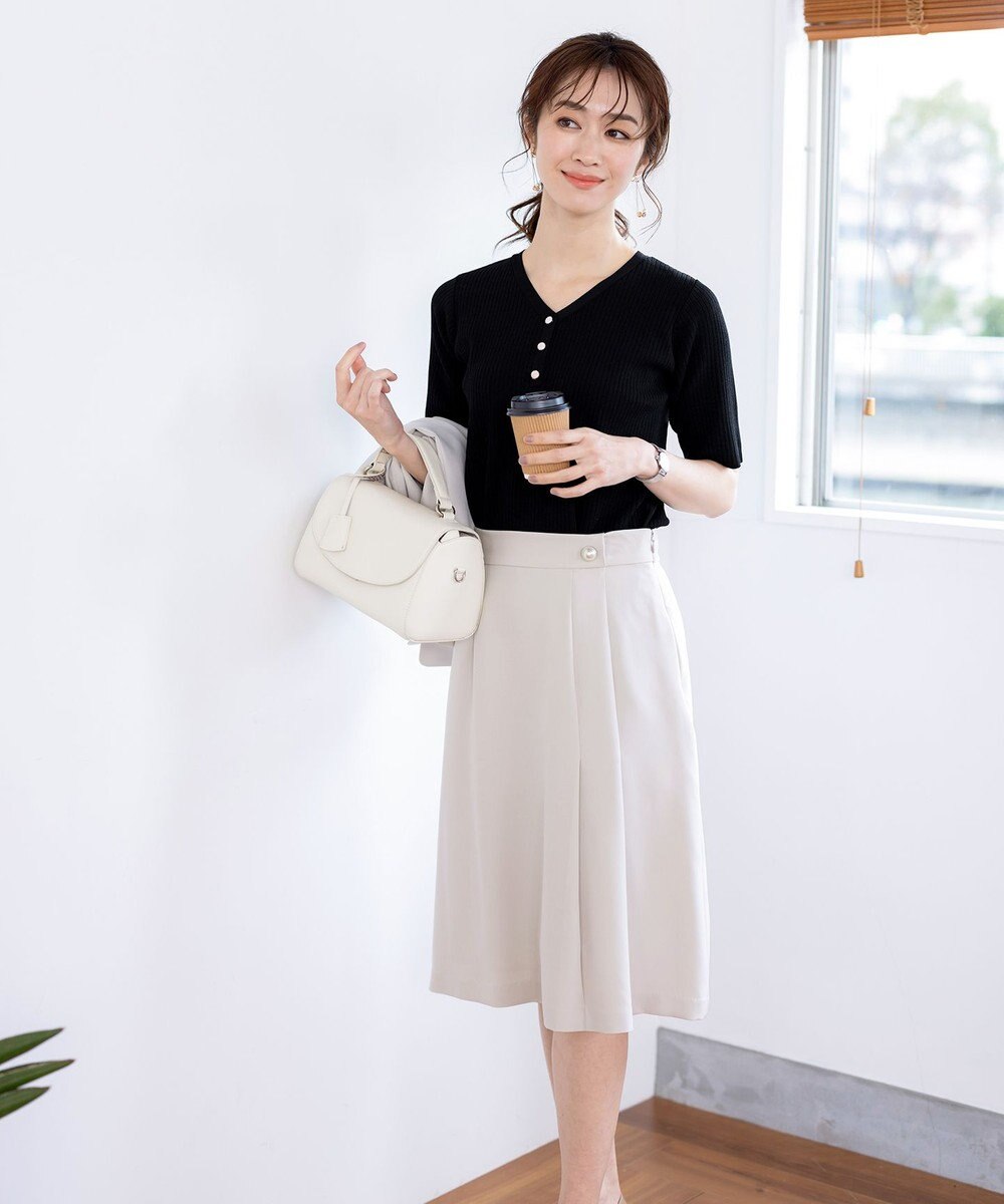 Tiaclasse 【ダブルクロス・洗える】アシンメトリープリーツスカート 