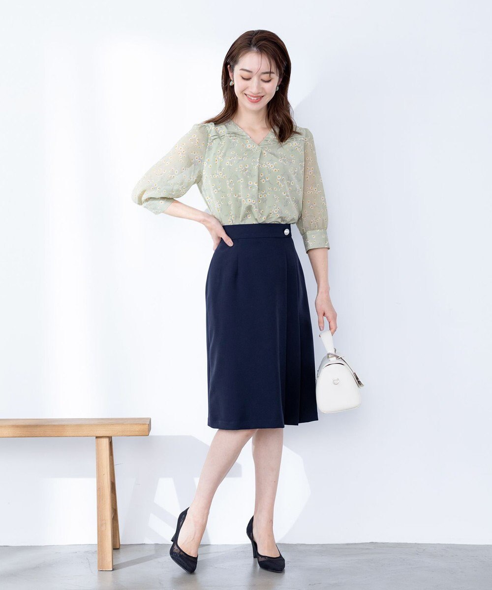 Tiaclasse 【ダブルクロス・洗える】アシンメトリープリーツスカート 