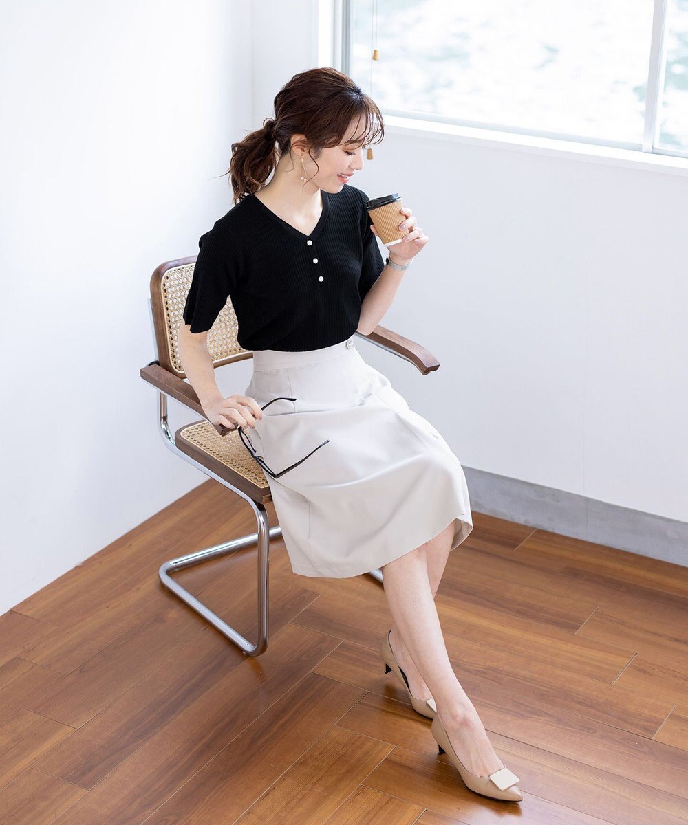 Tiaclasse 【ダブルクロス・洗える】アシンメトリープリーツスカート 