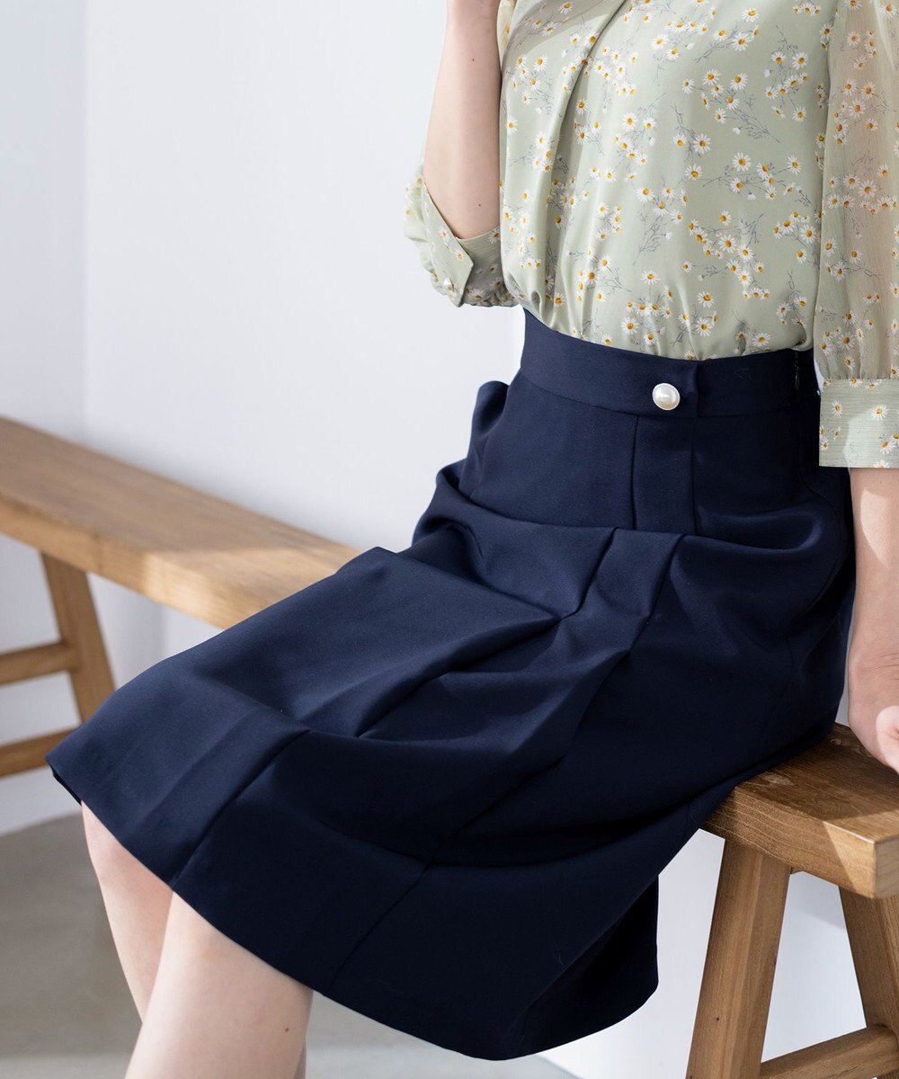 Tiaclasse 【ダブルクロス・洗える】アシンメトリープリーツスカート 