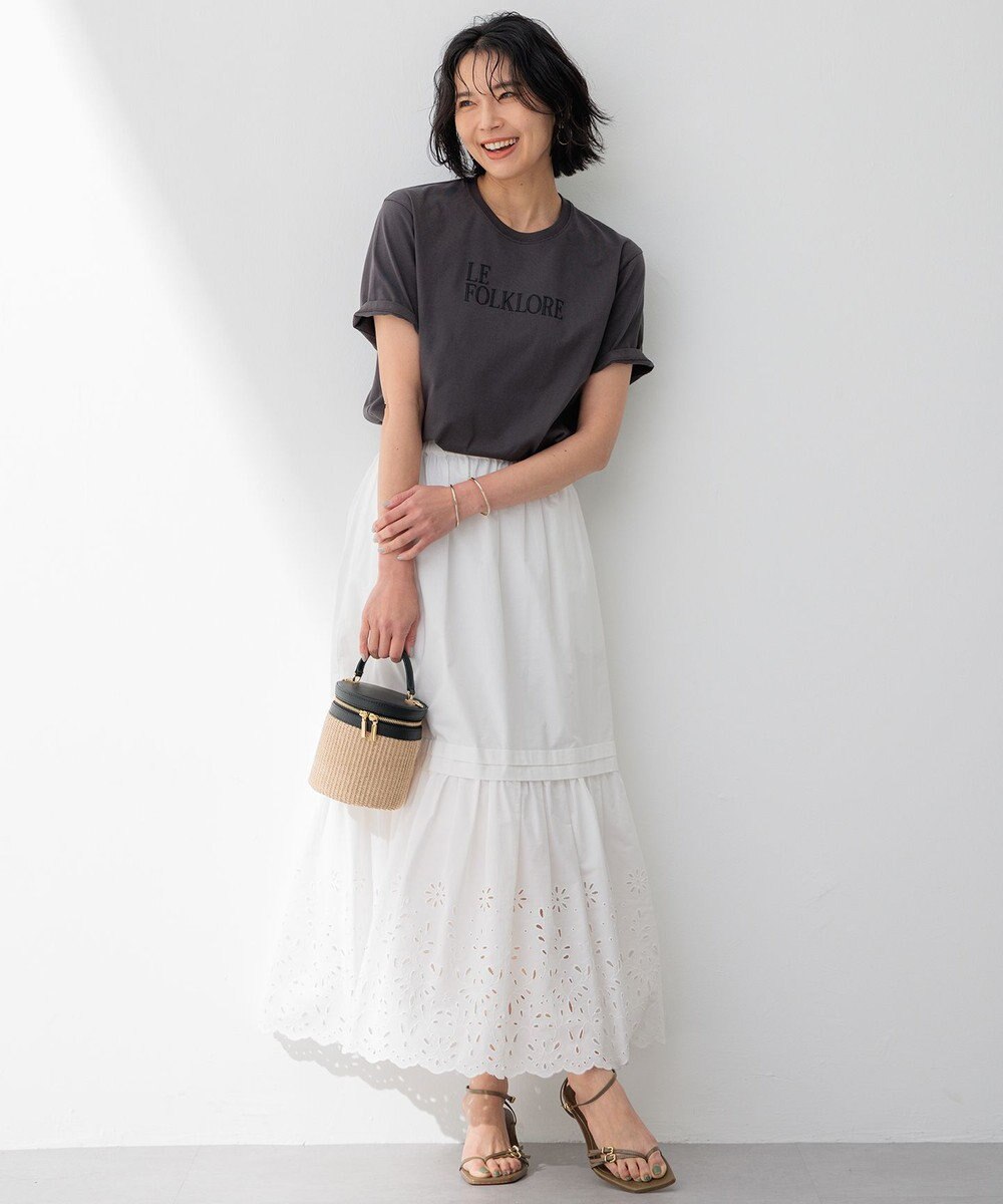 23区 【SLOW/一部店舗限定】フラワーエンブロイダリー スカート 