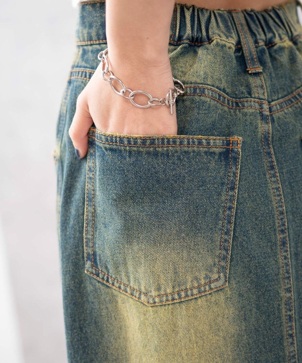 WEGO ヴィンテージウォッシュデニムロングスカート 