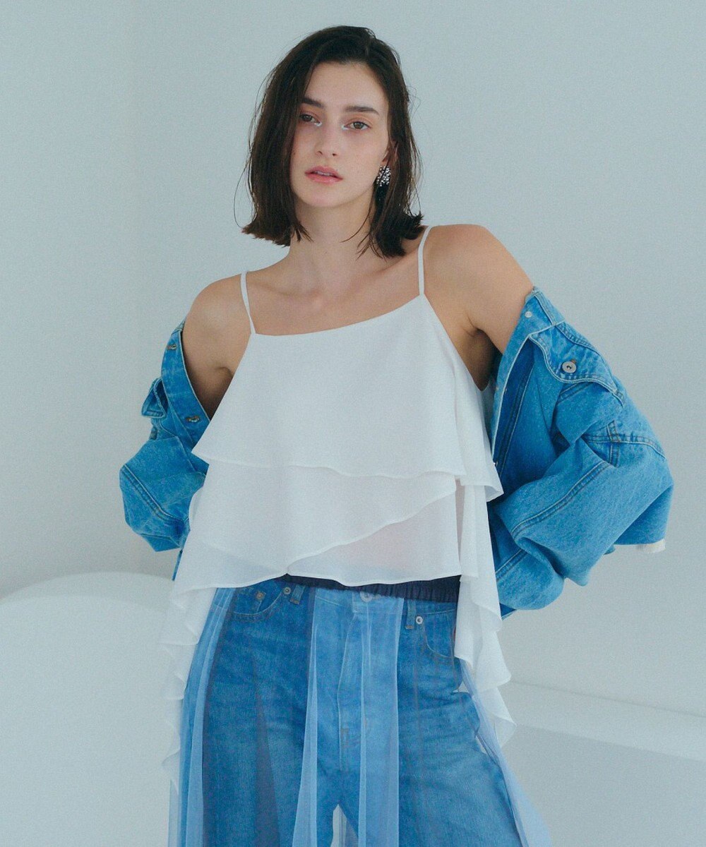 YECCA VECCA アシメラッフルオーバーキャミ 