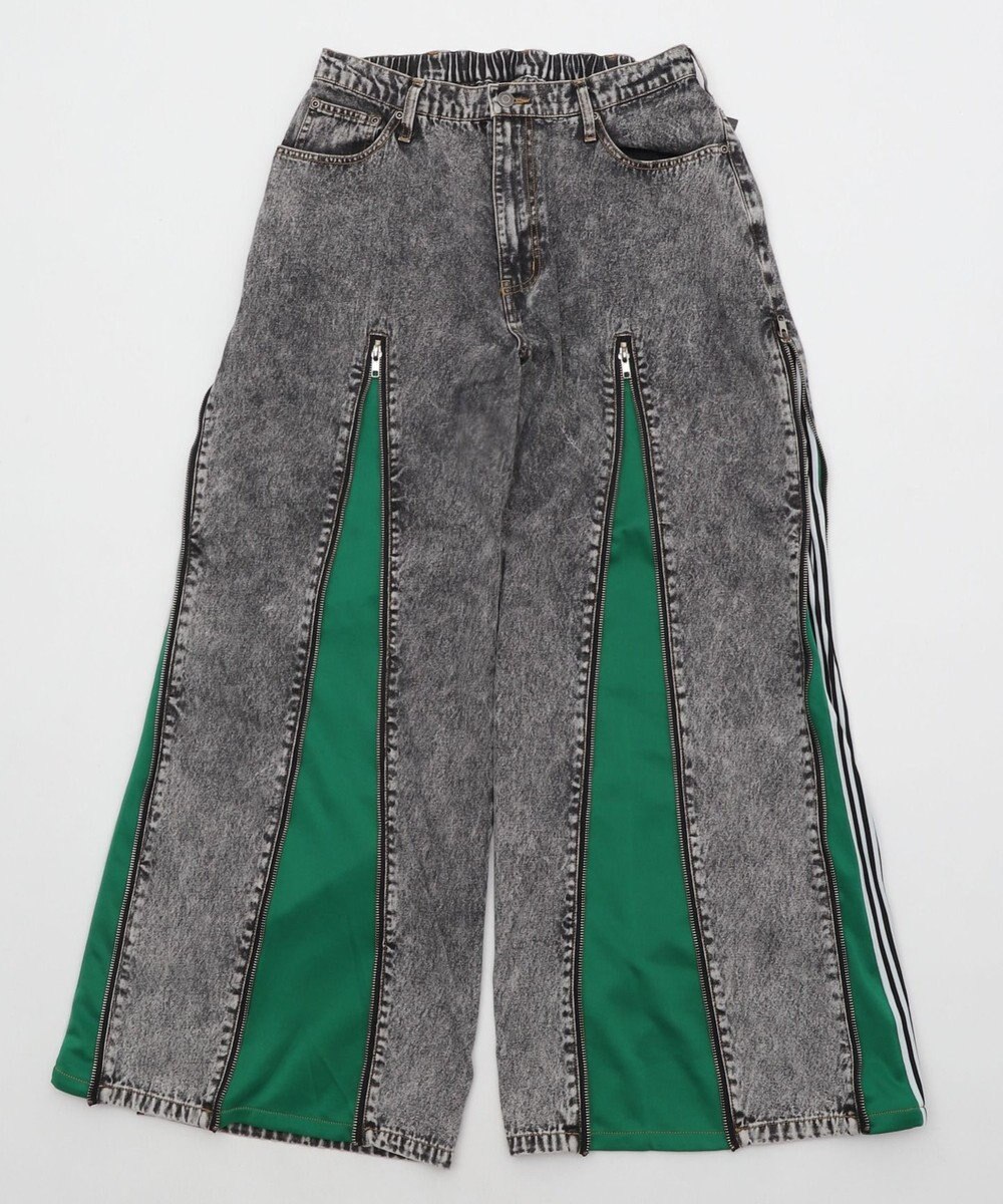 WEGO 【ユニセックス着用ITEM】ジャージドッキングZIPデニムパンツ 