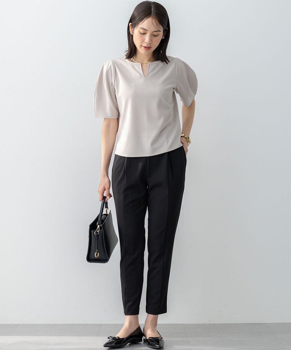 組曲 S 【WEB限定】ジョーゼットジャージーランタンスリーブ5分袖 ブラウス 