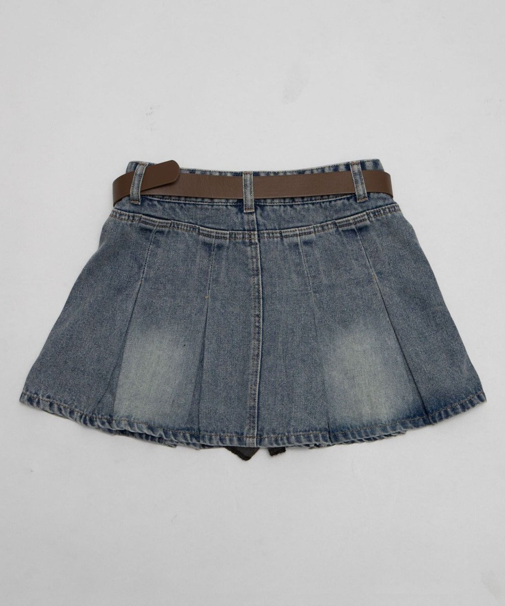 WEGO ベルト付きウォッシュドデニムミニスカパン 