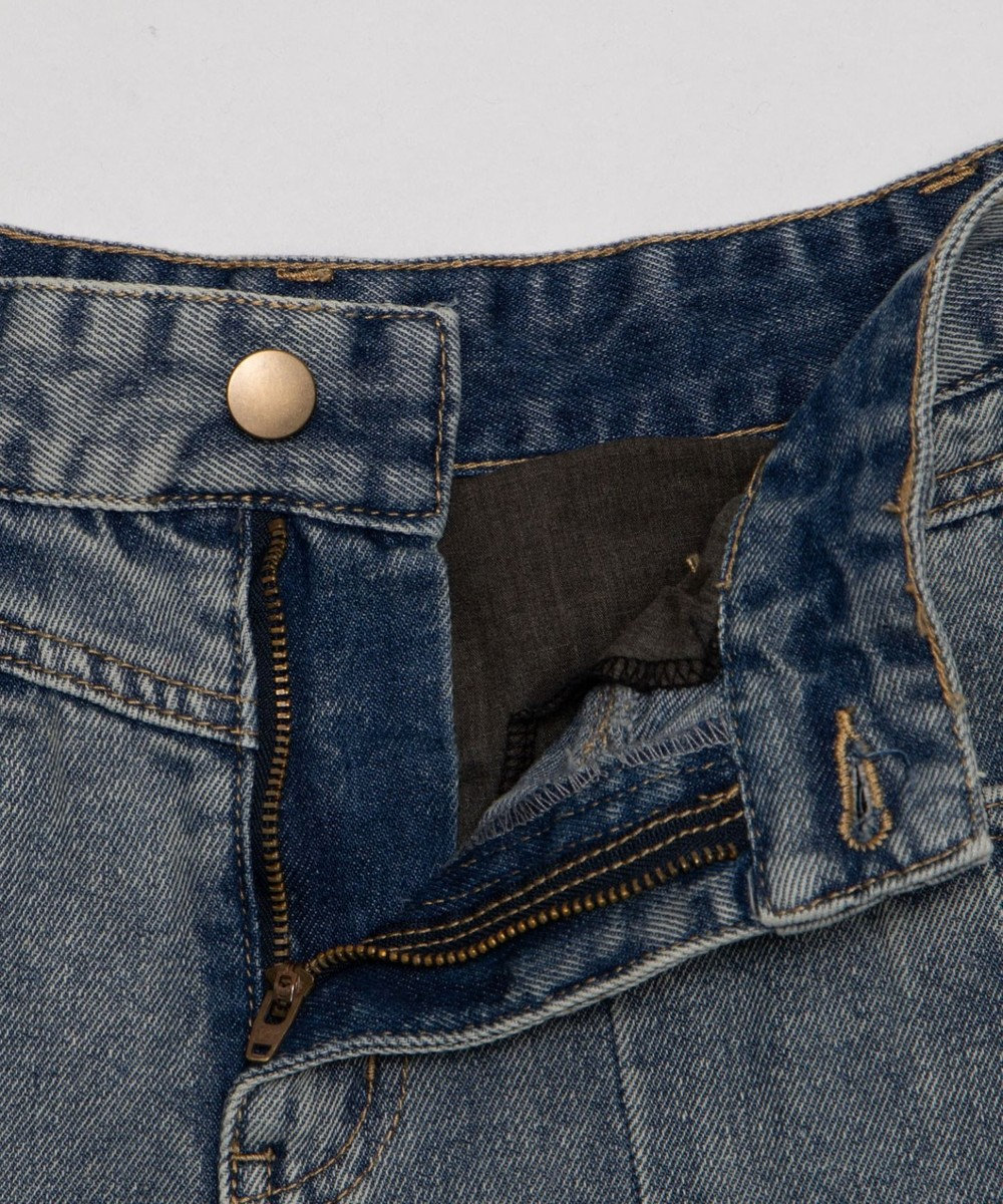 WEGO ベルト付きウォッシュドデニムミニスカパン 