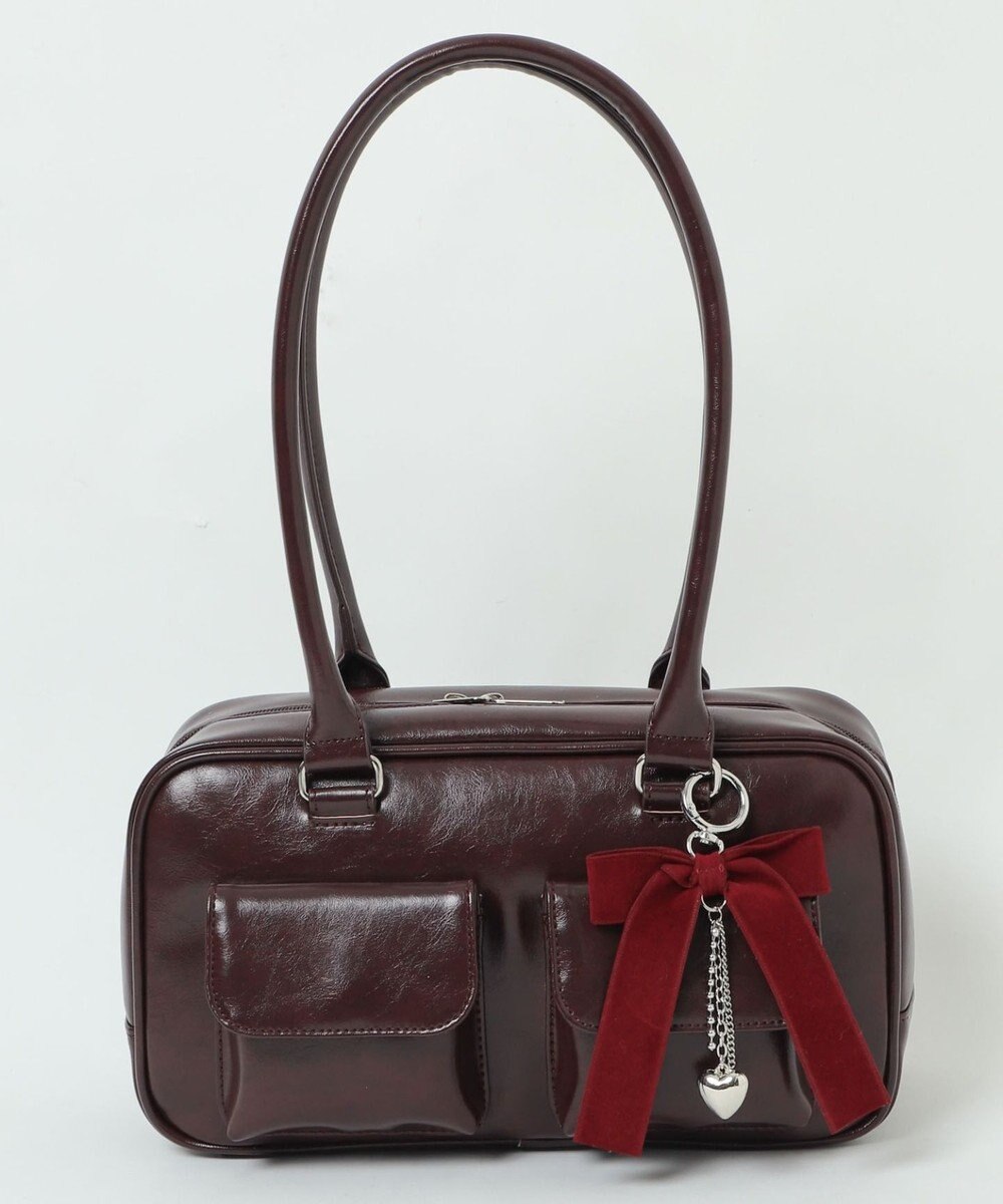 WEGO チャーム付きスクエアボストンバッグ 