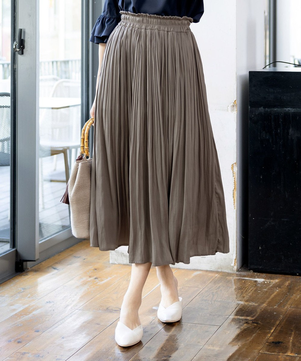 2021年製 プリーツスカート ロングスカート 光沢スカート