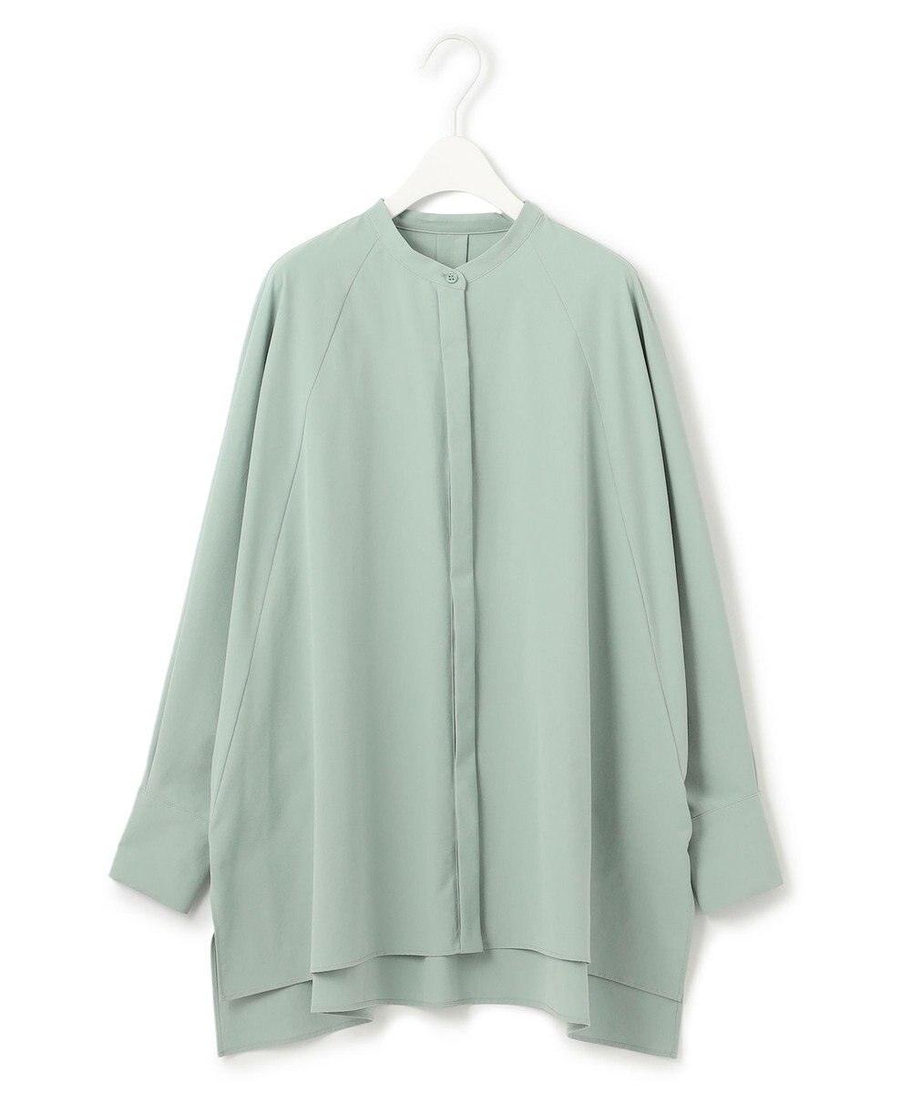 ICB 【洗える】ヴィンテージスパンブロード  バンドカラー長袖ブラウス 