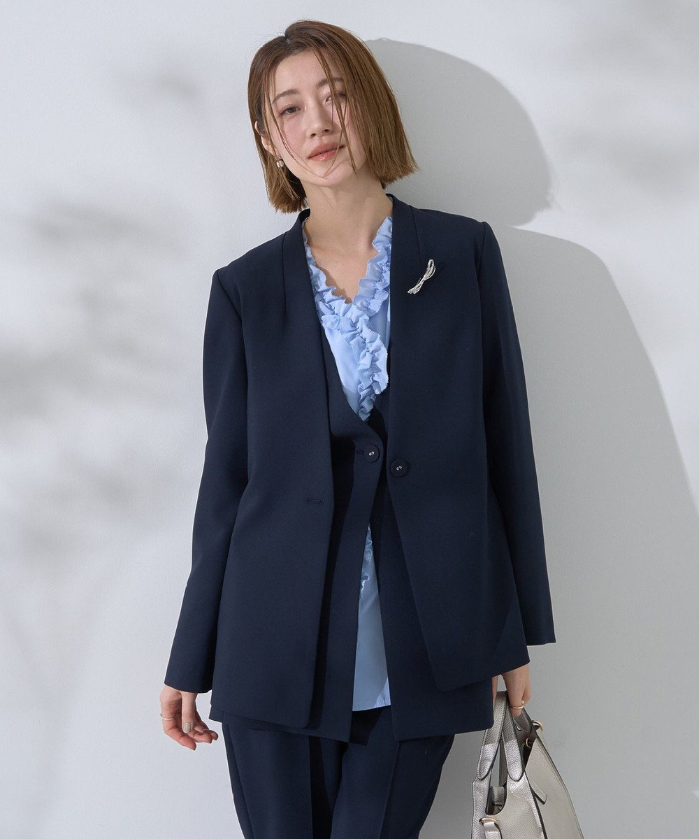 YECCA VECCA ストレッチノーカラージャケット 