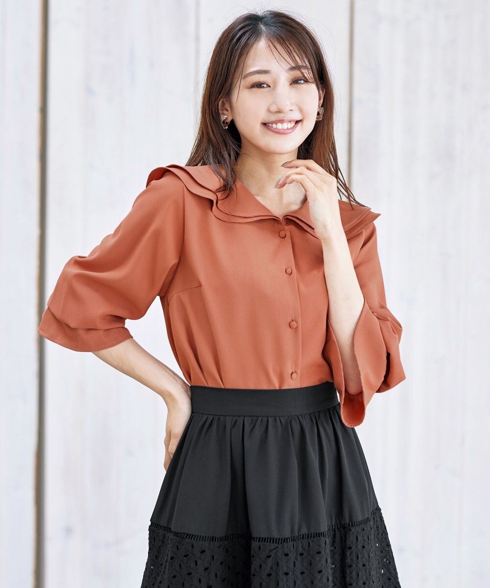 Tiaclasse 【洗える】フレアカラーブラウス 