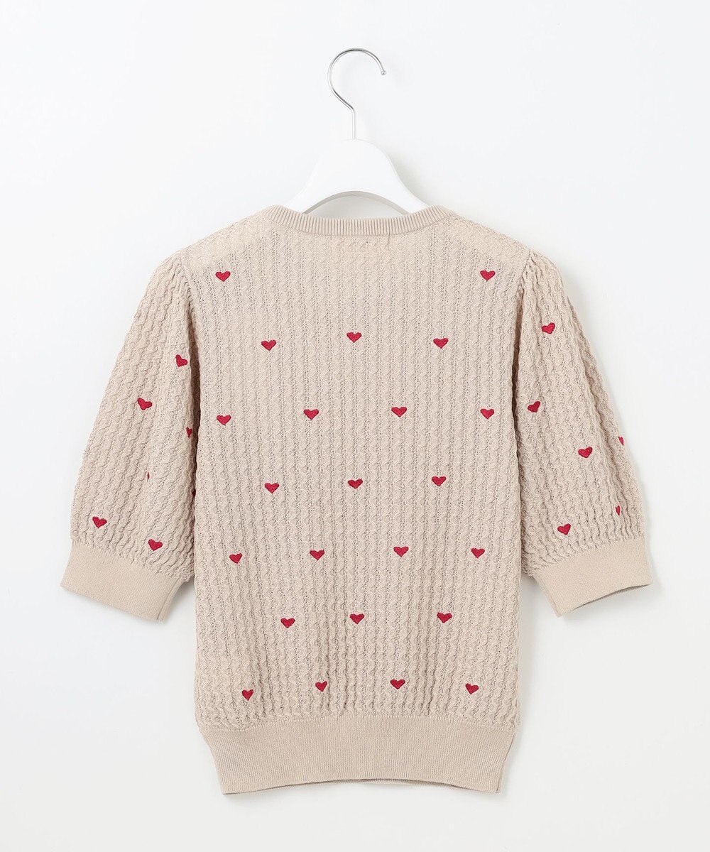 Feroux 【洗える】ハーフスリーブ ハート刺繍 ニット 