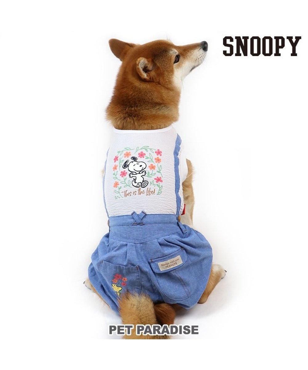 PET PARADISE 犬服 犬 服 ペットパラダイス スヌーピー フラワーパンツつなぎ 〔中型犬〕 青