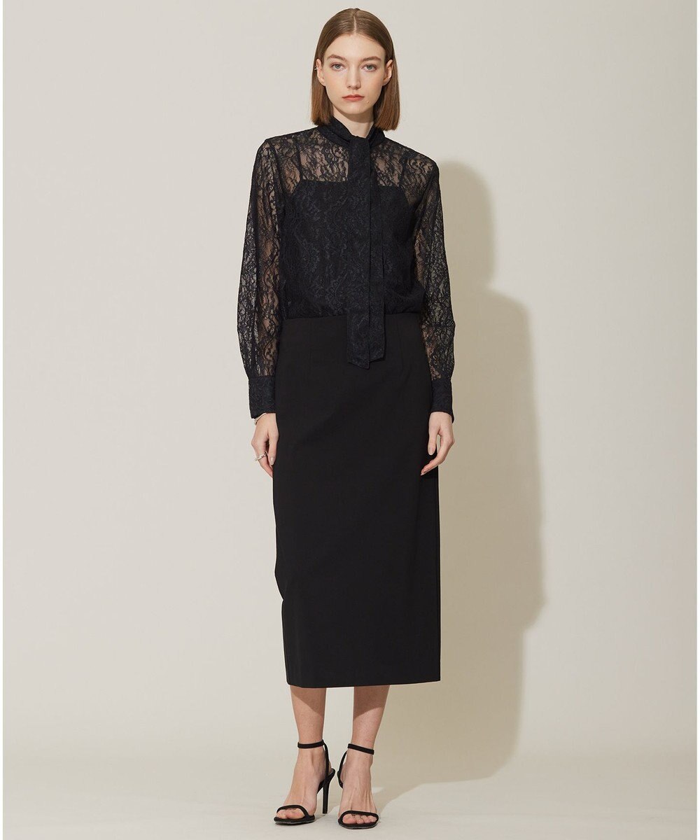 ICB 【洗える】ナイロンラッセルレース バンドカラーシャツ 