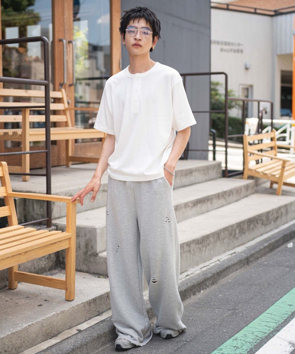 WEGO 【ユニセックス着用ITEM/MLサイズ展開】リラックスフィットヘンリーネックT（SS） 