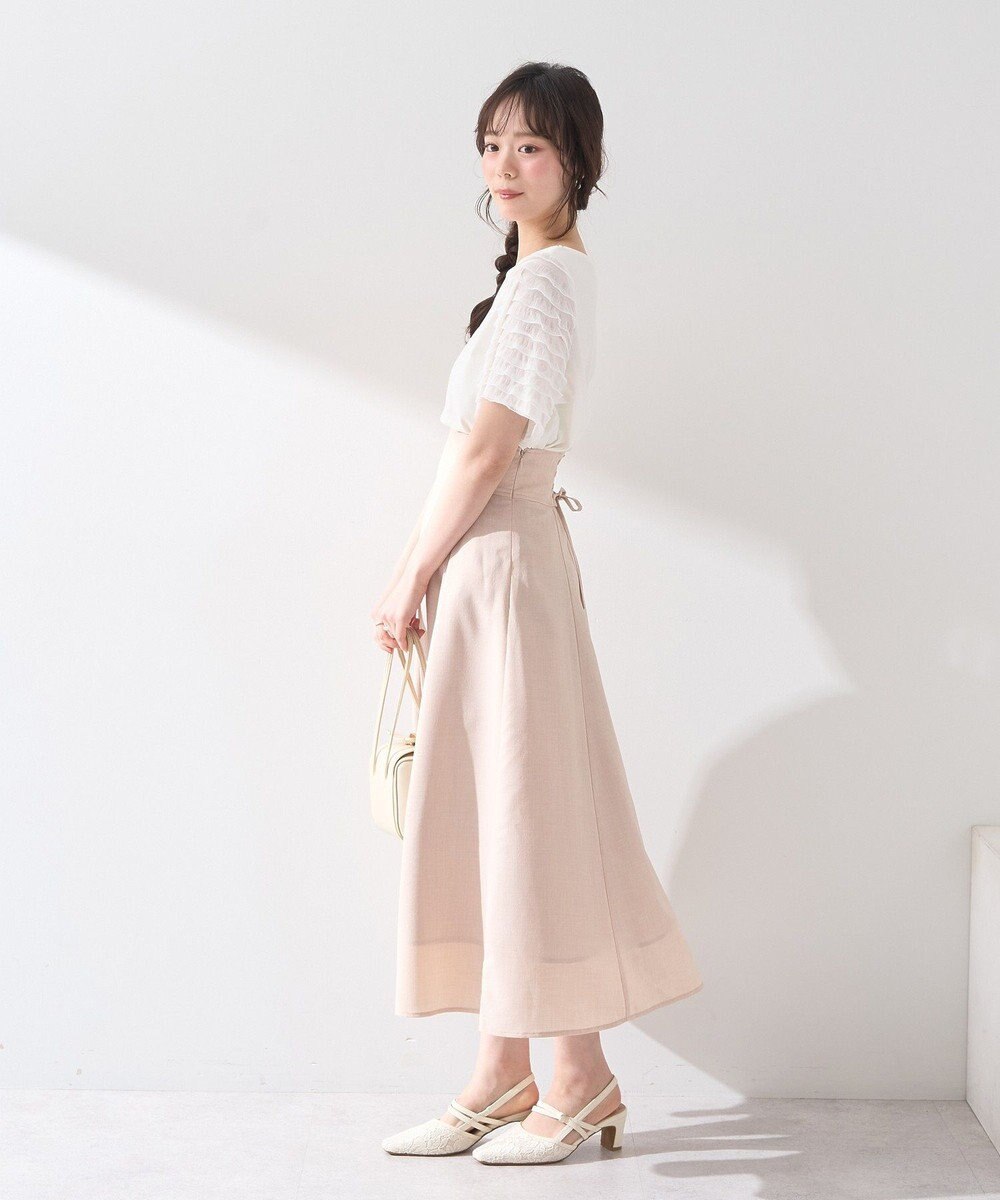 earth music&ecology シアーバックレースアップフレアスカート 