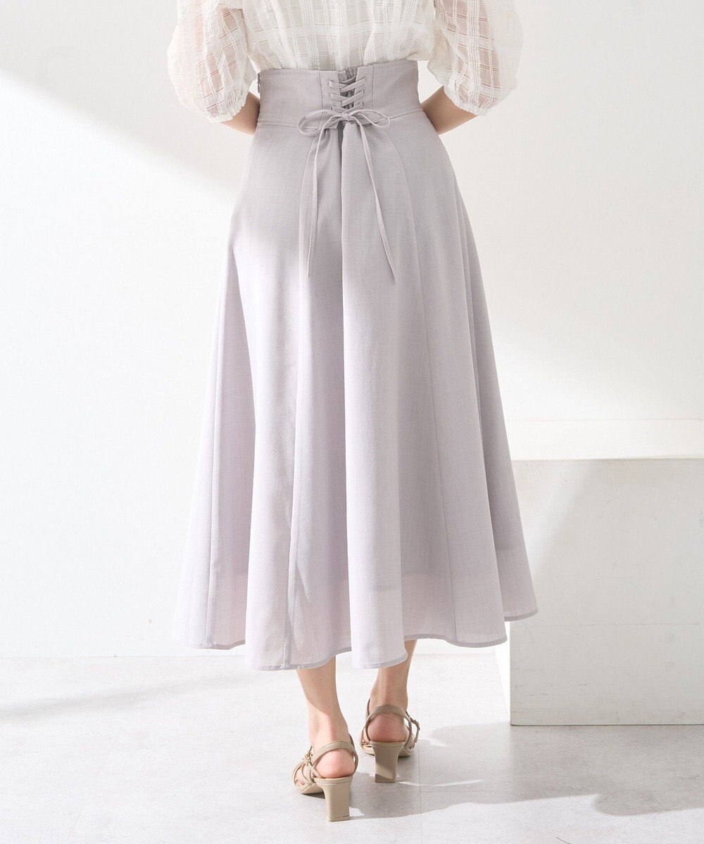 earth music&ecology シアーバックレースアップフレアスカート 