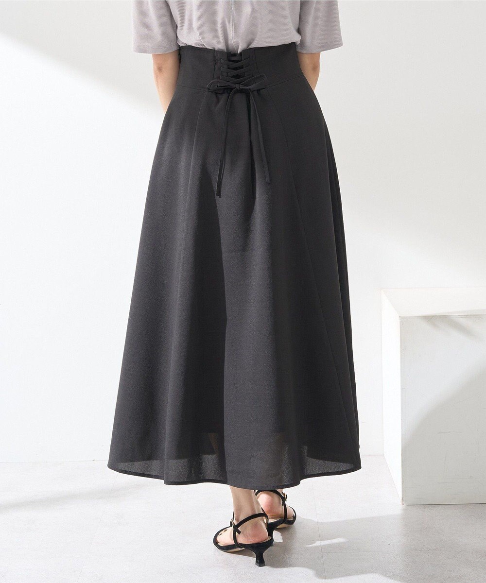 earth music&ecology シアーバックレースアップフレアスカート 