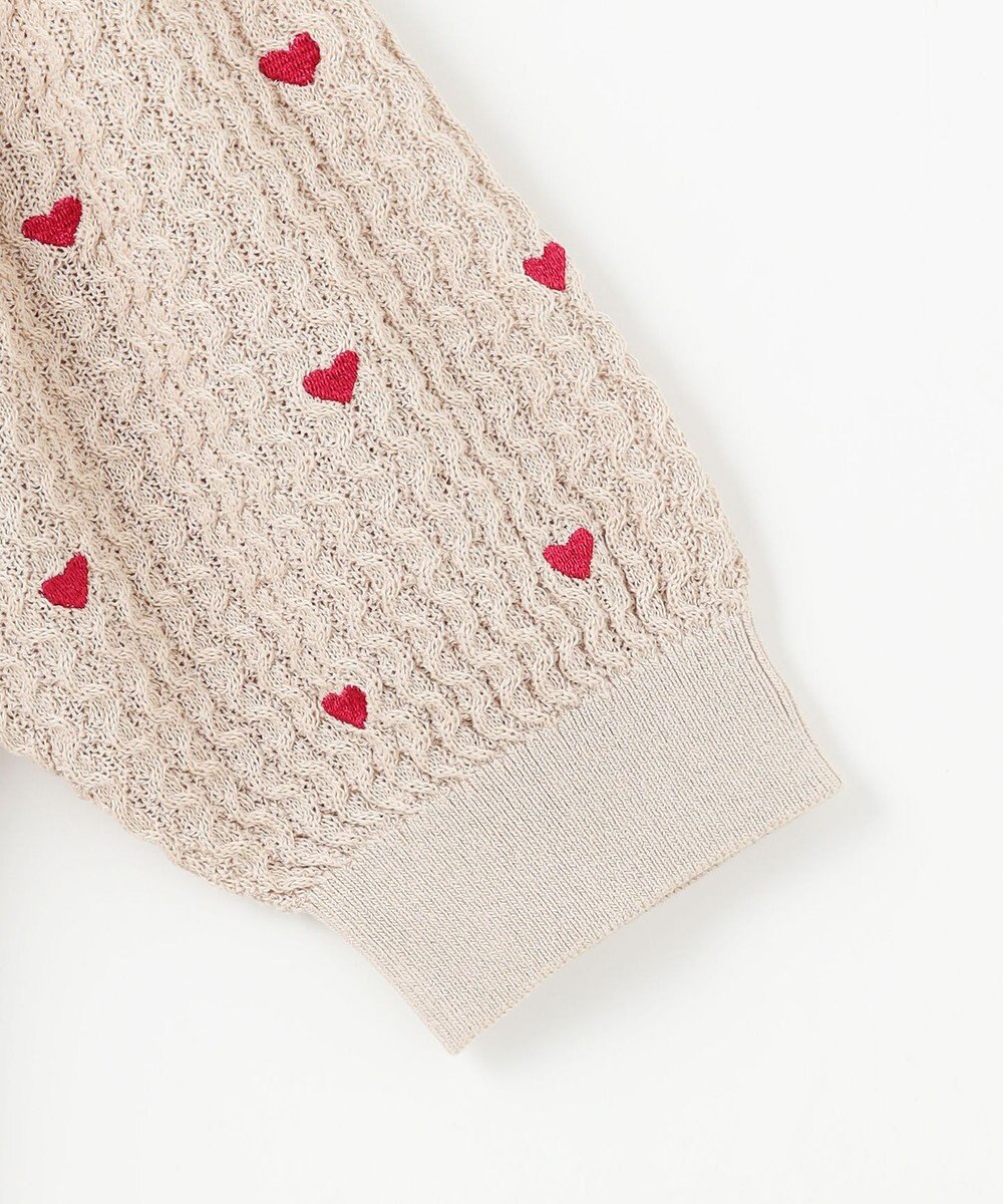 Feroux 【洗える】ハーフスリーブ ハート刺繍 ニット 
