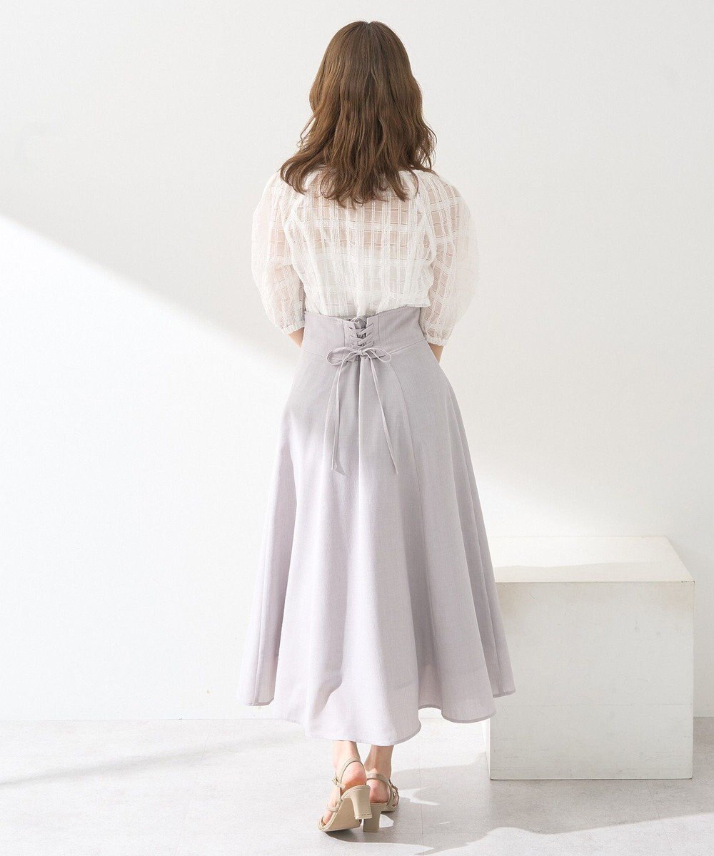 earth music&ecology シアーバックレースアップフレアスカート 