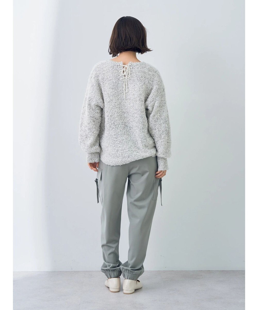 YECCA VECCA レースアップリボンヤーンニット 