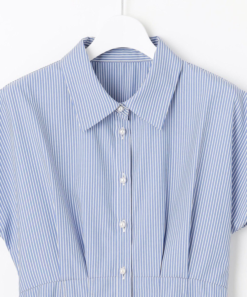 Feroux 【洗える】パールボタンストライプ シャツワンピース 