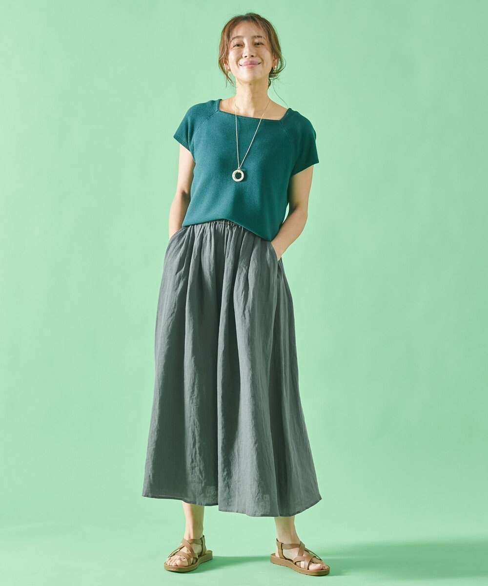 ANY 【ウエストゴム/接触冷感/UVケア】清涼リネンスカーチョ 