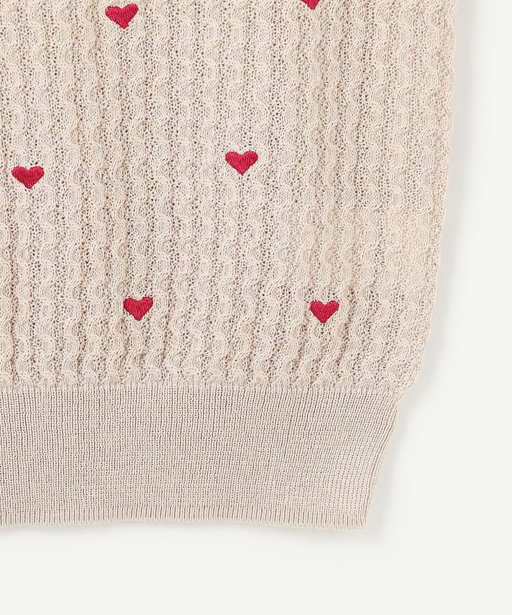 Feroux 【洗える】ハーフスリーブ ハート刺繍 ニット 