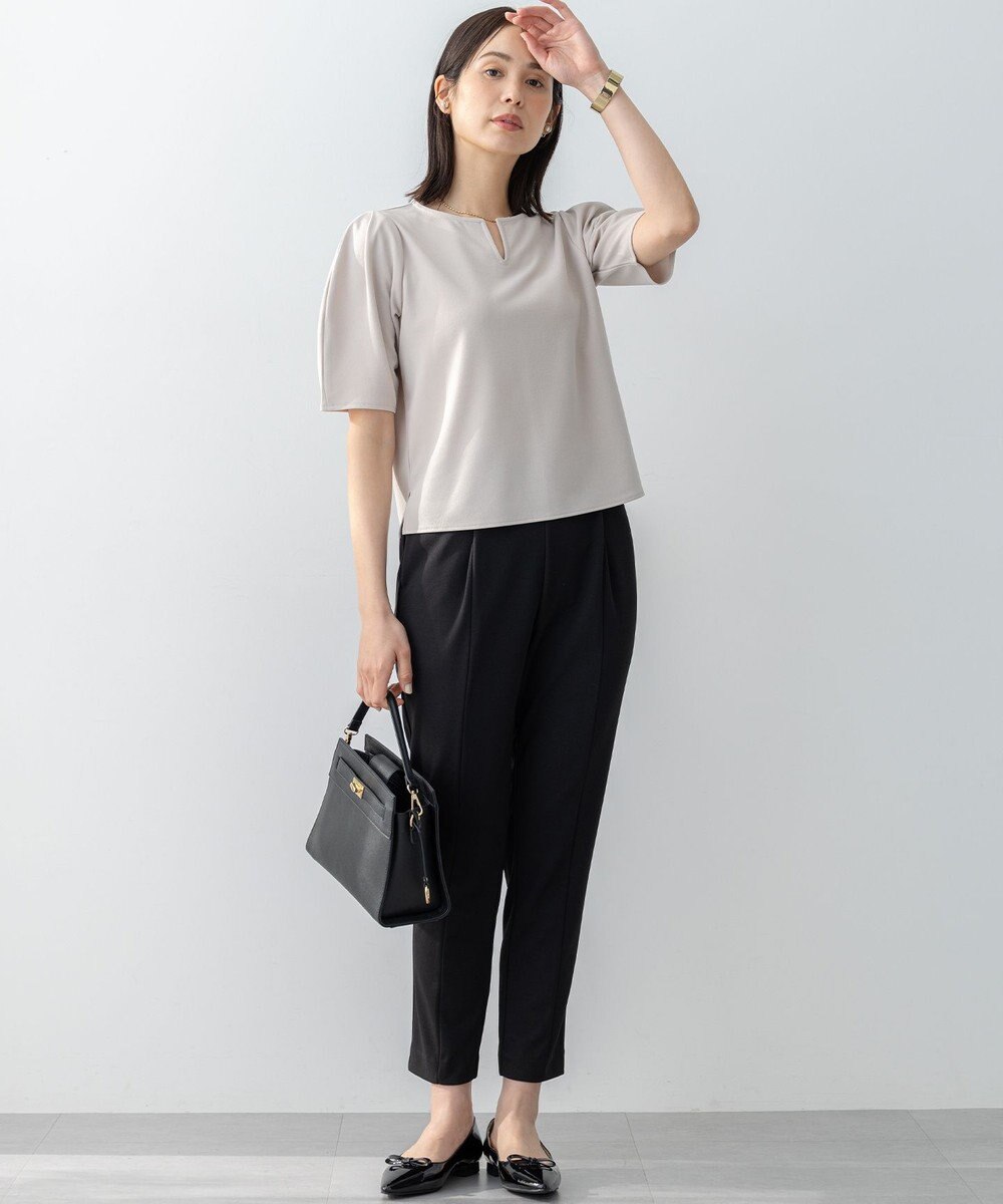 組曲 S 【WEB限定】ジョーゼットジャージーランタンスリーブ5分袖 ブラウス 