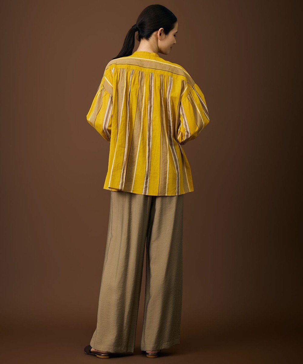 自由区 【着映える・涼やか】コットンストライププリントフリル ブラウス 