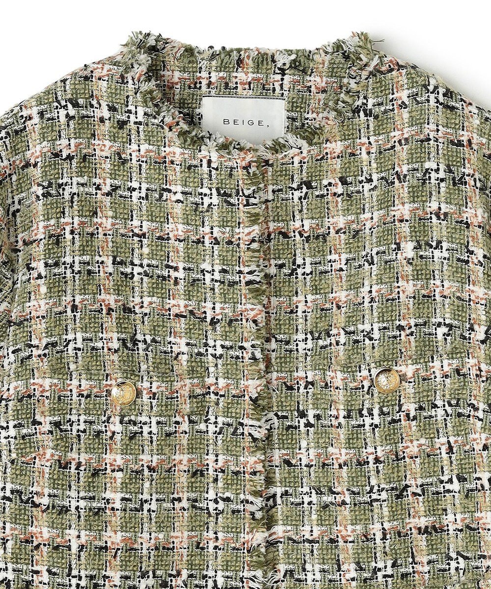 BEIGE， BERYL / ファンシーツイードノーカラージャケット 