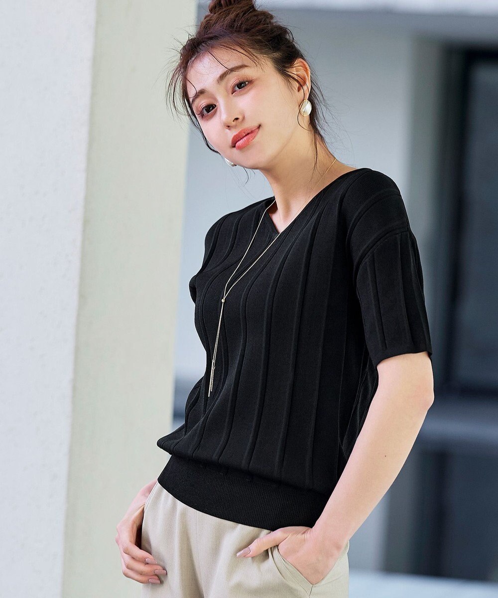 81503 グランドスラム Vネックセーター ベージュ S ミラノリブVネック