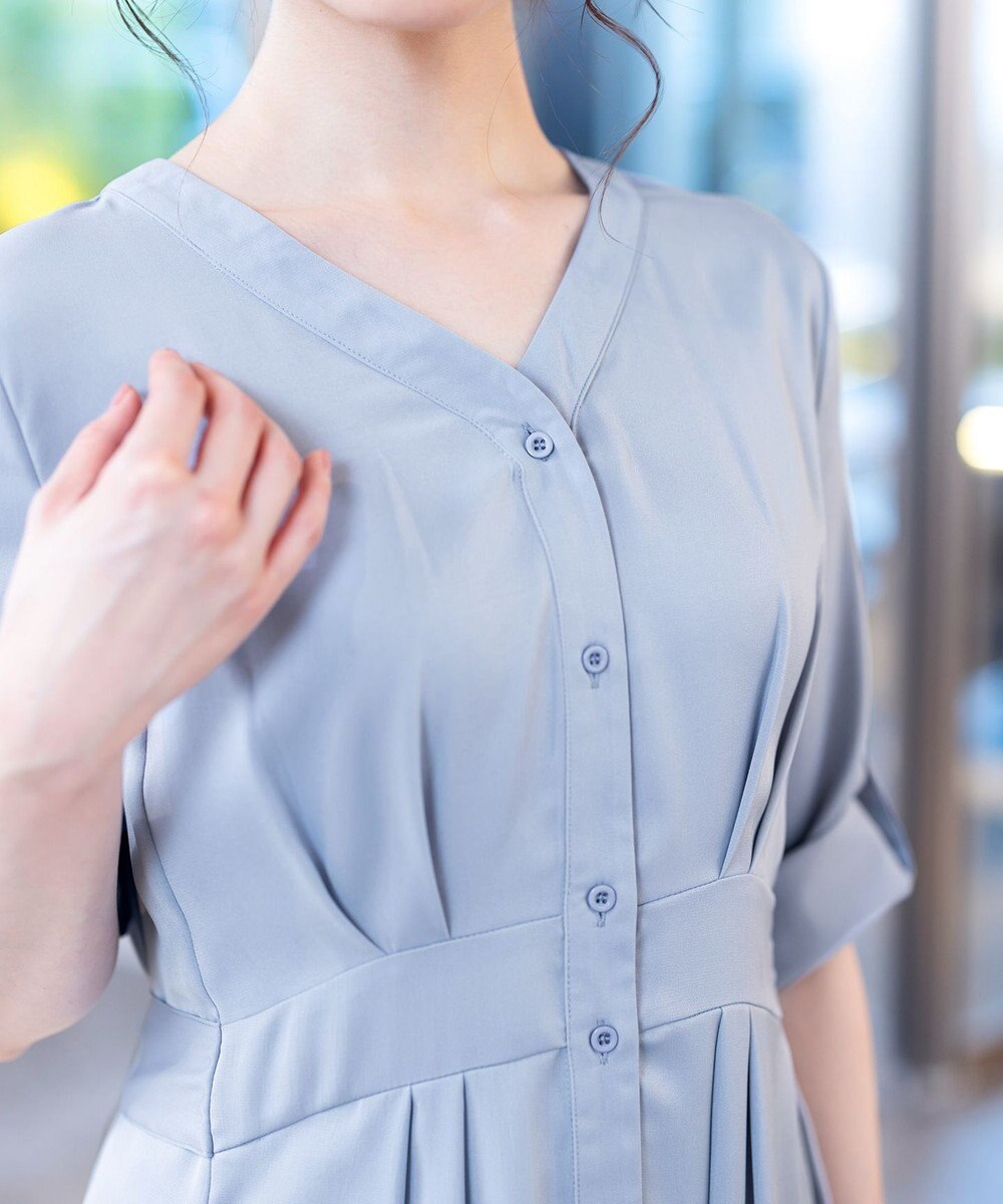 Tiaclasse L 【新色追加・洗える】バックリボン前開きワンピース 