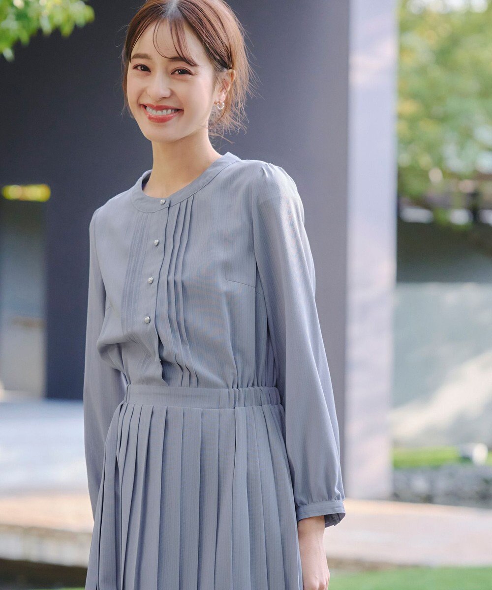 Tiaclasse 【新色追加・洗える】パールボタンプリーツワンピース 