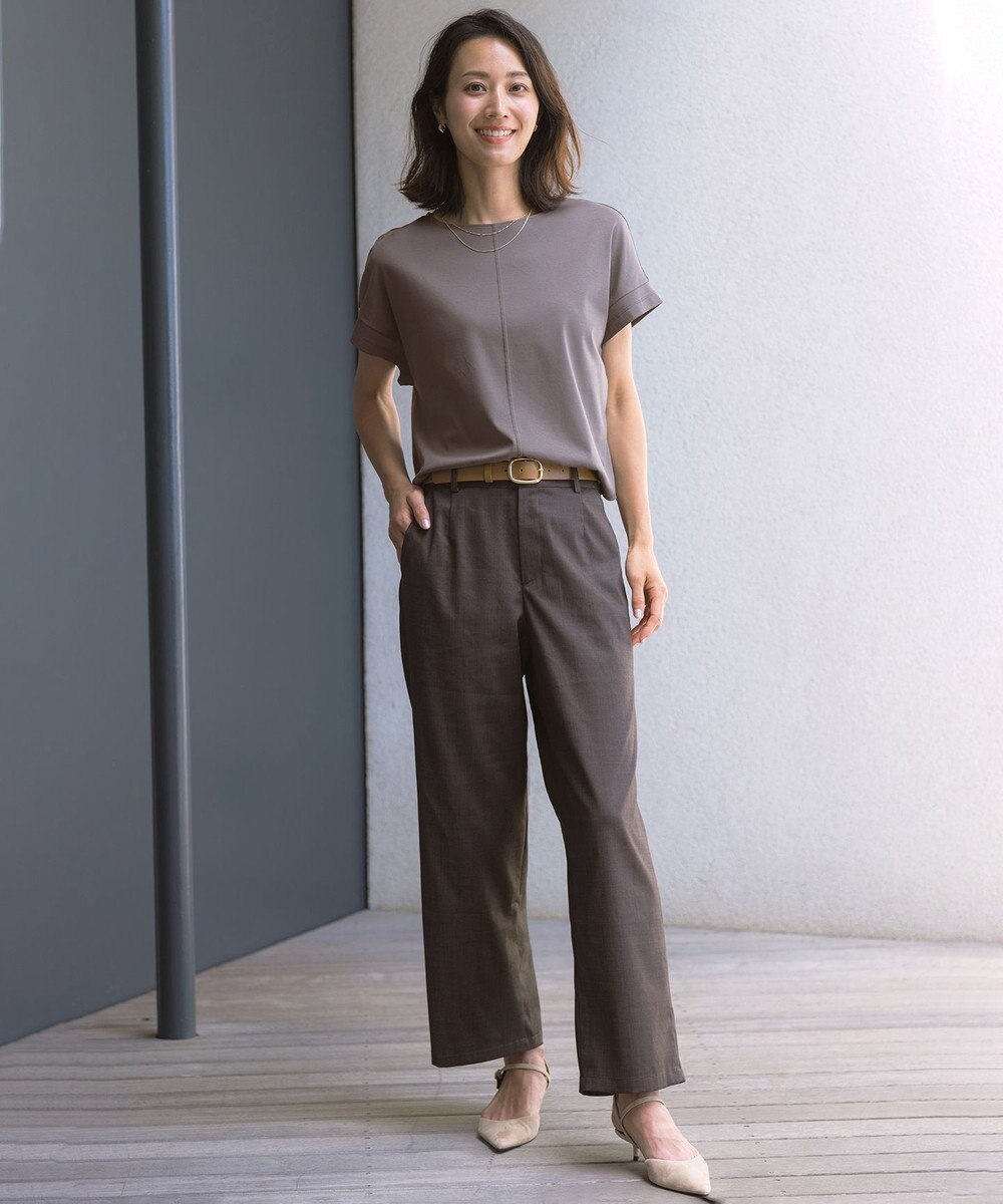 J.PRESS LADIES ソフトシャンブレー ストレートパンツ 